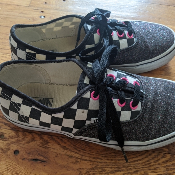 Vans Kids Glitter/Black & White Checkered Sneakers - Picture 6 of 9